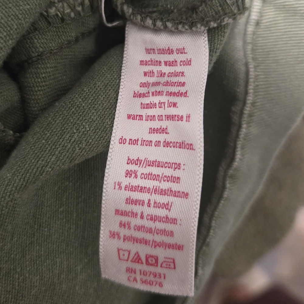 Justice Olive Utility Jacket Sz 8/10‎